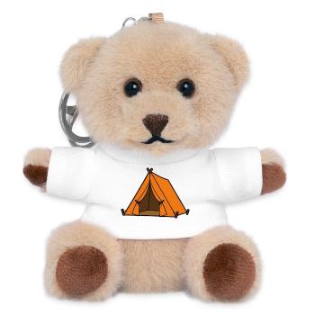 Orangene Zeltabenteuer - Teddy Schlüsselanhänger - Weiß - Vorne