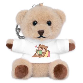 Niedlicher Otter entspannt mit dem Buch - Teddy Schlüsselanhänger - Weiß - Vorne