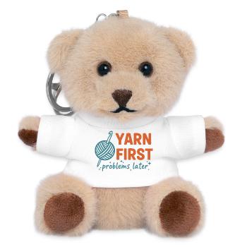 Häkelliebhaber-Garn Erste Probleme später Lustig - Teddy Schlüsselanhänger - Weiß - Vorne
