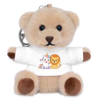 Einhorn und Löwe – Süße Kindergarten Freunde  - Teddy Schlüsselanhänger - Weiß - Vorne