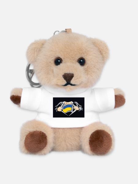 Ukraine Super Hero Ukraine Flag - Teddy Keyring - white