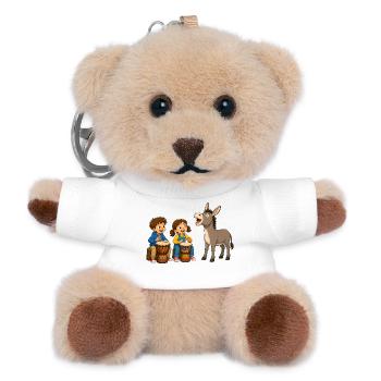 Children's drumming with donkey Cheerful musical motif - Teddy Keyring - white - Front