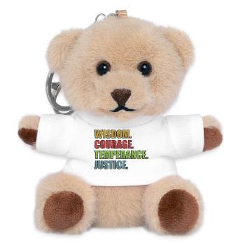 4 Stoic Virtues Retro Rainbow - Teddy Schlüsselanhänger - Weiß - Vorne