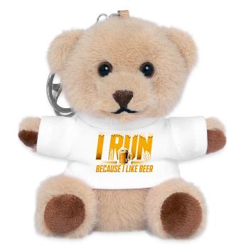 I'm Running Because Of Beer - Funny Running Shirt - Teddy Keyring - white - Front