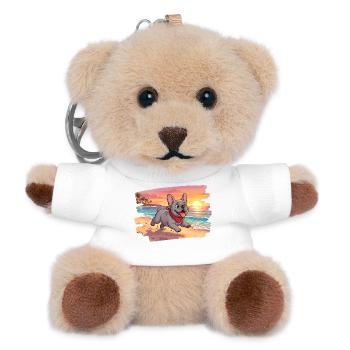 Adorable french bulldog on the beach - Teddy Keyring - white - Front