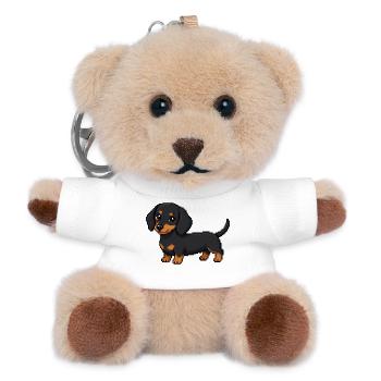 Cute Dachshund – Retro Pixel Art Dog - Teddy Keyring - white - Front