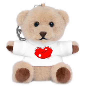 Red Kissing Lips Pop Art - Teddy Keyring - white - Front