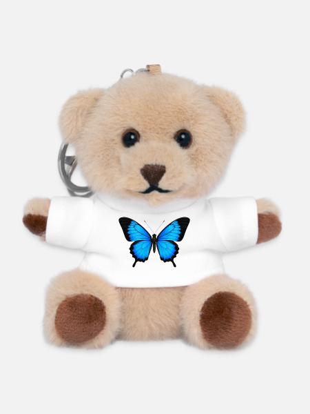 Ulysses Butterfly Papilio ulysses Realistischer Stil - Teddy Schlüsselanhänger - Weiß