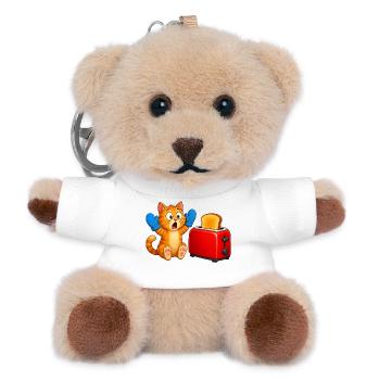 Toast-Techniker-Katzen-Küchen-Missgeschick - Teddy Schlüsselanhänger - Weiß - Vorne