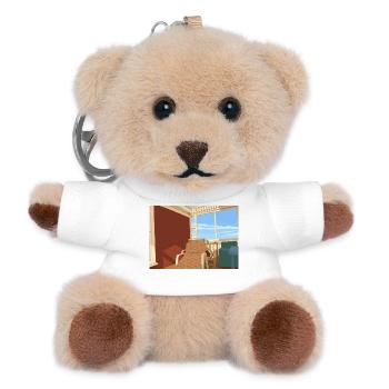 Gemütlicher Liegestuhl auf sonniger Veranda  - Teddy Schlüsselanhänger - Weiß - Vorne