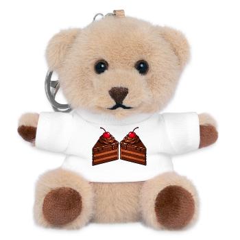 Doppelte Schokoladentorte mit Kirsche - Teddy Schlüsselanhänger - Weiß - Vorne