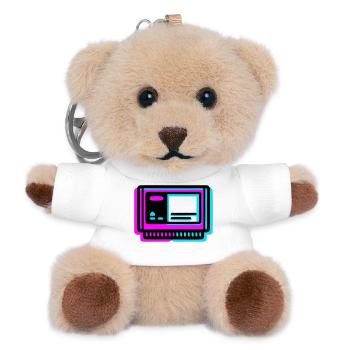Retro Spielekassette Glitch Icon - Teddy Schlüsselanhänger - Weiß - Vorne