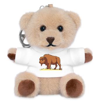 Schnuffiger Cartoon Bison - Teddy Schlüsselanhänger - Weiß - Vorne