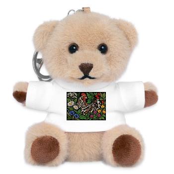 Blumenhühner-Volkskunstgarten - Teddy Schlüsselanhänger - Weiß - Vorne