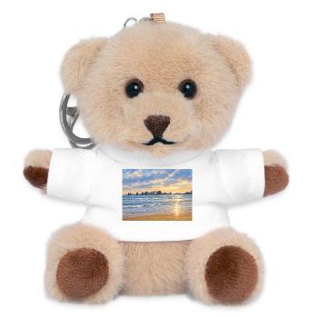 Sonnenuntergang an der Stadtbucht - Teddy Schlüsselanhänger - Weiß - Vorne