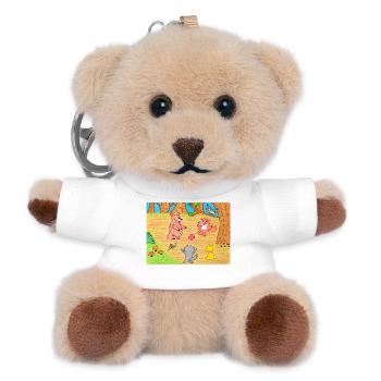 Verspieltes Waldfreunde-Ballspiel - Teddy Schlüsselanhänger - Weiß - Vorne