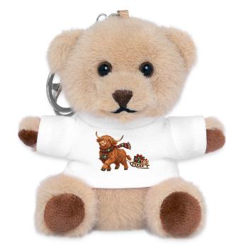 Hochlandrind Schlitten Weihnachten Highland Cow - Teddy Schlüsselanhänger - Weiß - Vorne