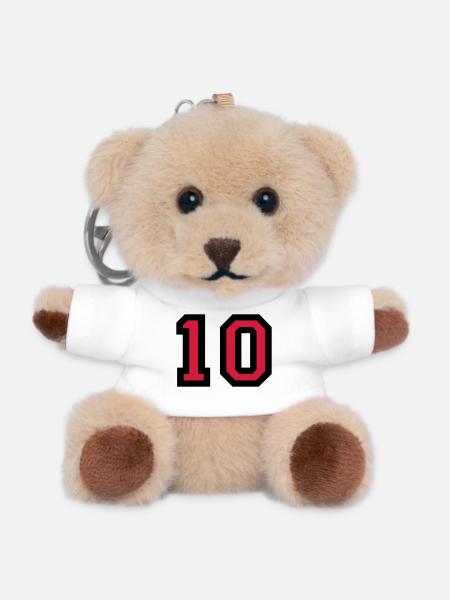 Le numéro 10 - le numéro dix - Porte-clés ourson - blanc