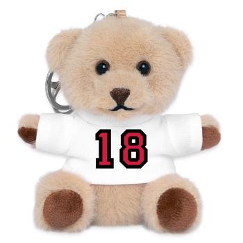 The number 18 - number eighteen - Teddy Keyring - white - Front