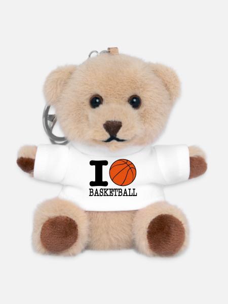 ich liebe Basketball / I Basketball lieben - Teddy Schlüsselanhänger - Weiß