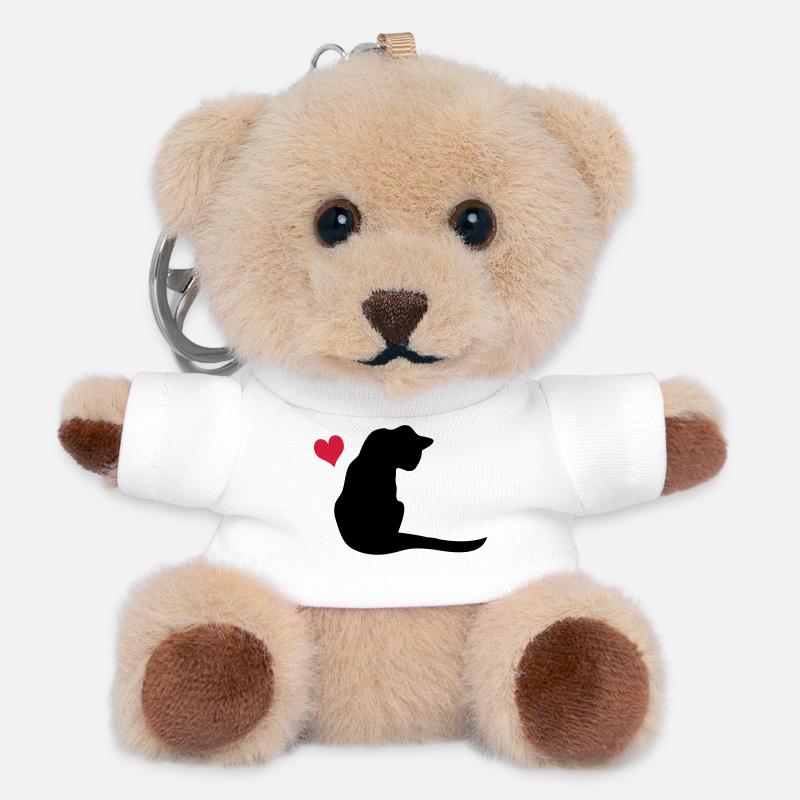 Katze - Teddy Schlüsselanhänger - Weiß