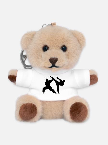 karate - Porte-clés ourson - blanc