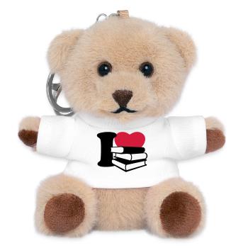 I love books - Teddy Keyring - white - Front