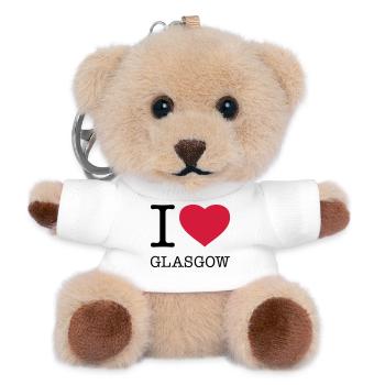 J’AIME GLASGOW, Écosse, Écosse - Porte-clés ourson - blanc - Devant