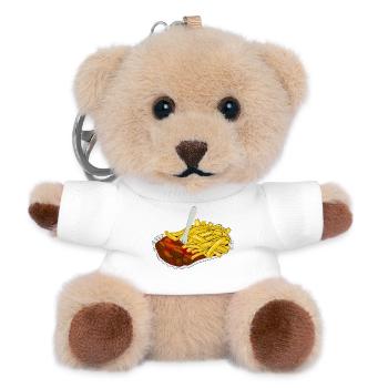 Currywurst with fries - Teddy Keyring - white - Front