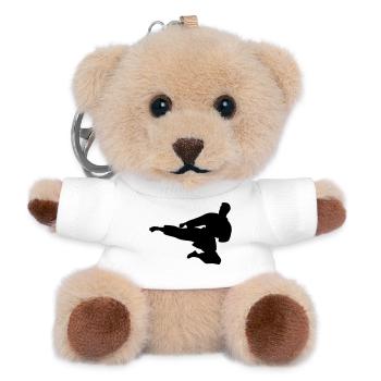 Karate or taekwondo jumped sideways - Teddy Keyring - white - Front