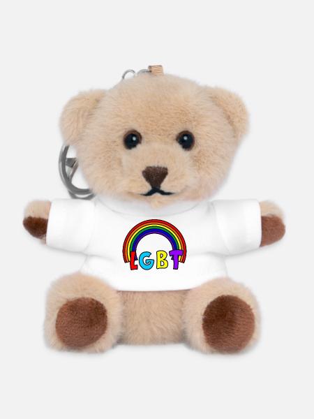 LGBT-Regenbogen - Teddy Schlüsselanhänger - Weiß