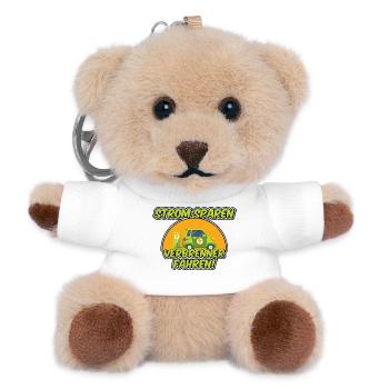Strom sparen, Verbrenner fahren! - Teddy Schlüsselanhänger - Weiß - Vorne