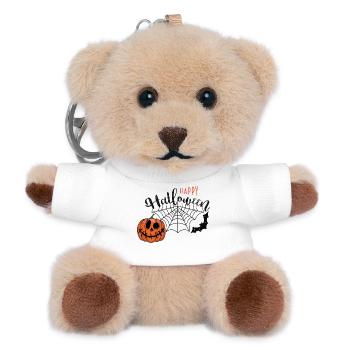 Halloween Kürbis mit Spinnennetz - Teddy Schlüsselanhänger - Weiß - Vorne