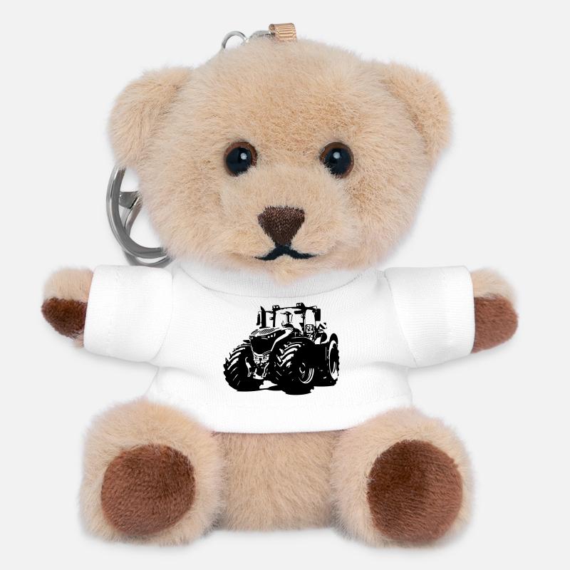 Strong German tractor with red rims - Teddy Keyring - white
