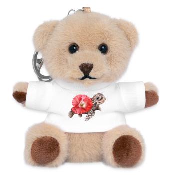 Süße Schildkröte mit Mohnblume - Teddy Schlüsselanhänger - Weiß - Vorne