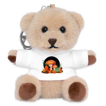 Pilze und Frosch - Teddy Schlüsselanhänger - Weiß - Vorne