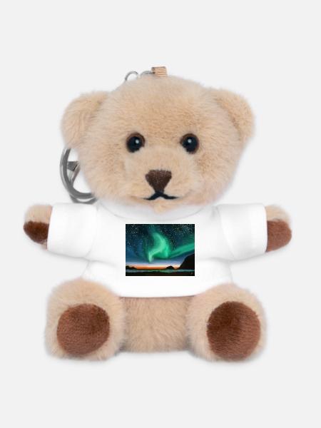 Nordlichter - Ölgemälde - Teddy Schlüsselanhänger - Weiß