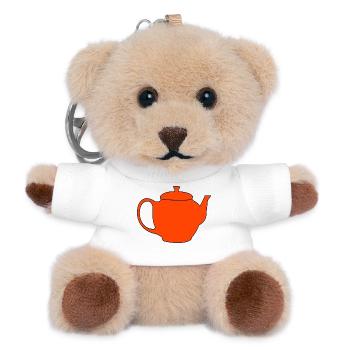 Teekanne Tee Kanne Frühstück Genuss Getränk - Teddy Schlüsselanhänger - Weiß - Vorne