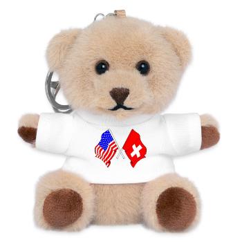 Flagge USA und Flagge Schweiz - Teddy Schlüsselanhänger - Weiß - Vorne