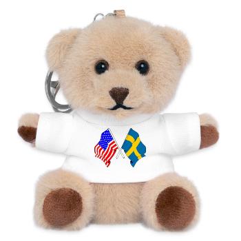 Flagge USA und Flagge Schweden - Teddy Schlüsselanhänger - Weiß - Vorne