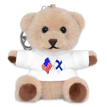 Flag USA and flag Finland - Teddy Keyring - white - Front