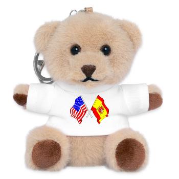 Drapeau des États-Unis et drapeau de l’Espagne européenne - Porte-clés ourson - blanc - Devant