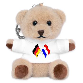 Flag of Germany and flag of the Netherlands - Teddy Keyring - white - Front