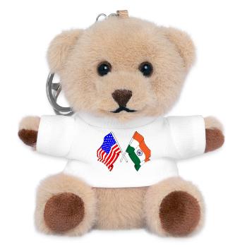 Flag of the United States USA and Flag India - Teddy Keyring - white - Front