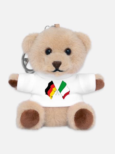 Flagge von Deutschland und Flagge Italien - Teddy Schlüsselanhänger - Weiß