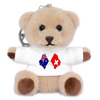 Flagge von Australien und Flagge Schweiz - Teddy Schlüsselanhänger - Weiß - Vorne