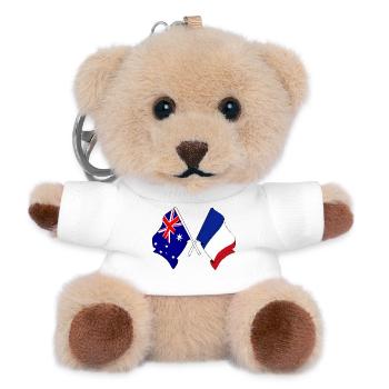 Drapeau de l’Australie et drapeau de la France - Porte-clés ourson - blanc - Devant