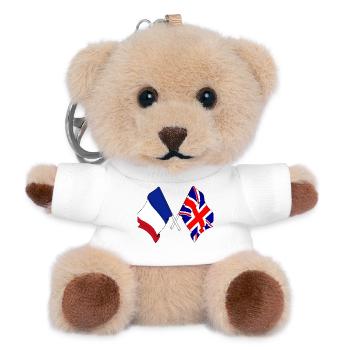 Flagge von Frankreich und Flagge von England - Teddy Schlüsselanhänger - Weiß - Vorne