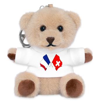 Flagge Frankreichs und Flagge der Schweiz - Teddy Schlüsselanhänger - Weiß - Vorne