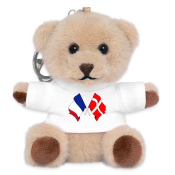 Flag of France and flag of Denmark - Teddy Keyring - white - Front